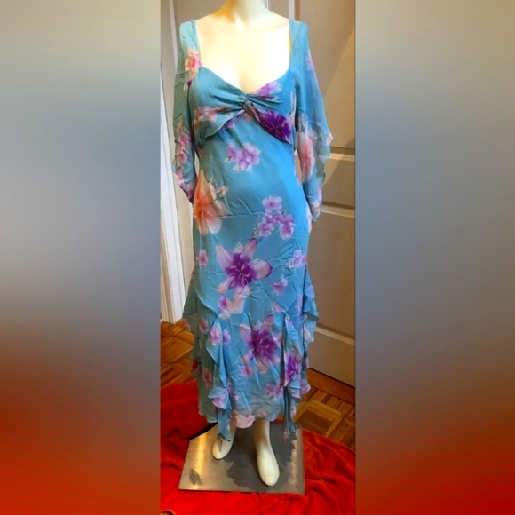 NWT- DESIGNER SEASON - 100% SILK - blue pink lavemdar floral- Lg - Picture 5 of 7